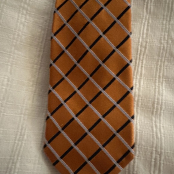 Izod Men’s Silk Tie Orange Blue Gray Excellent - Picture 6 of 7